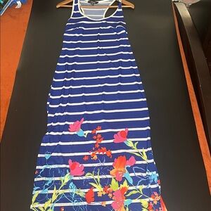 Destiny Platinum Blue Striped Maxi Dress - M